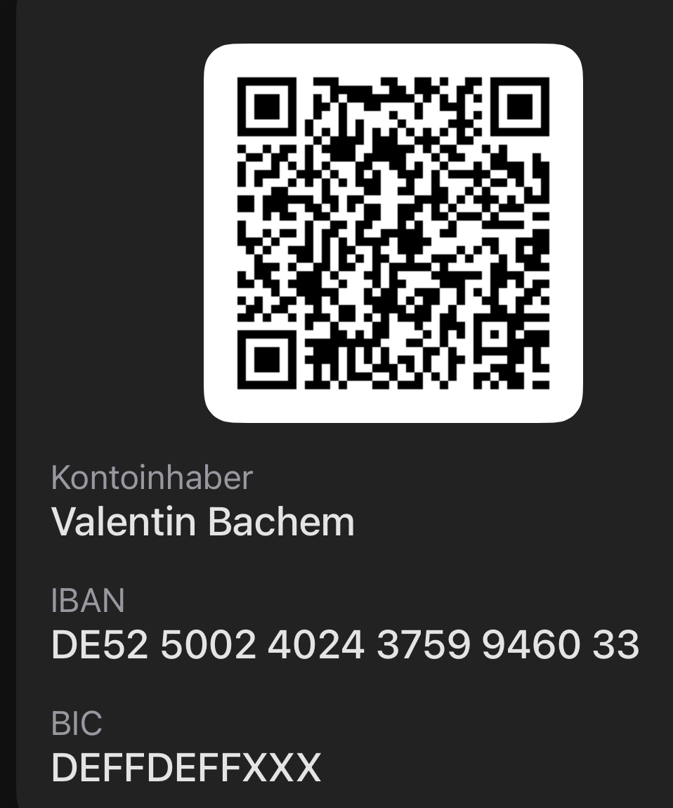 QR-Code mit den Bankdaten text: Bankdaten als QR-Code